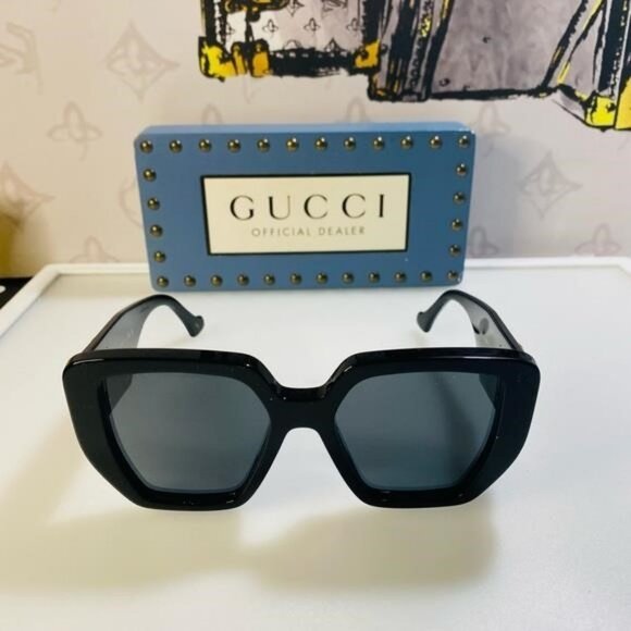 New Gucci Geometric Men’s Women’s Sunglasses GG0956S 003 Black/Gold 54mm main image 4
